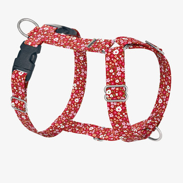 Red Petite Flowers Dog Harness Red Petite Flowers Dog Harness